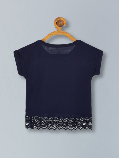 Girls Premium Cotton Crop Top with lace and Wide Leg Pant Set1.Round neck 2. Crop Top With Lace T-shirt  3.Gilter Printed 4. Sleveeless T-shirt 5.Wide Leg pant with Self Fabric Elasticated at waist  6.Lurex Drawcard with plastic tipping 7 .All Over Print