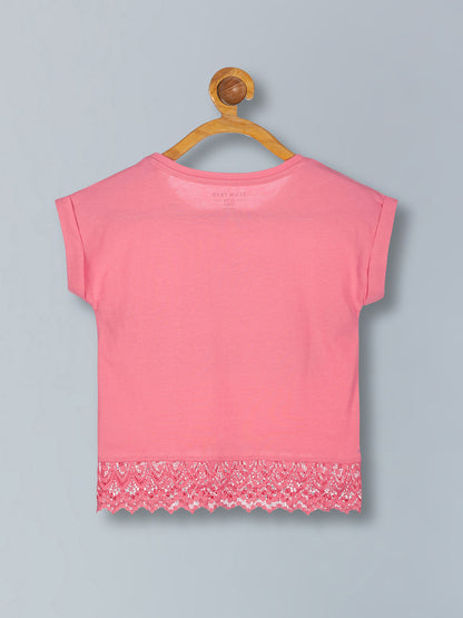 Girls Premium Cotton Crop Top With Lace Border Pack of 2
