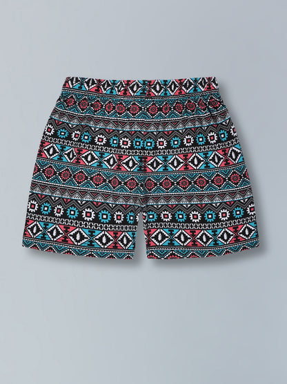 Girls Premium Cotton Printed Knit Shorts Pack Of 2