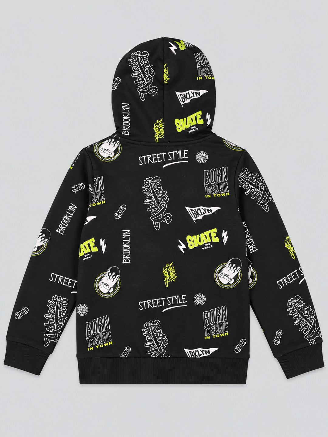 Boys Premium Soft Cotton Full Zipper Printed Hooded Sweatshirt