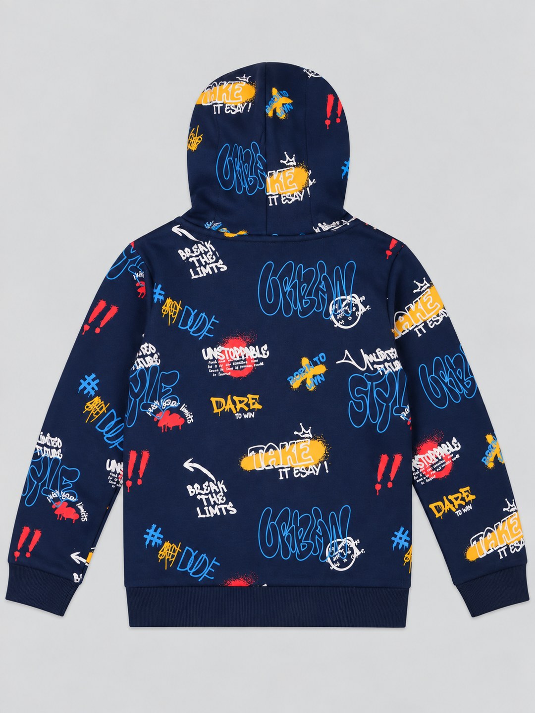 Boys Premium Soft Cotton Full Zipper Printed Hooded Sweatshirt