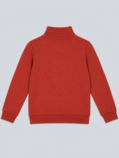 Boys Premium Soft Cotton Full Sleeve Half Zipper Hi-Neck Sweatshirt
