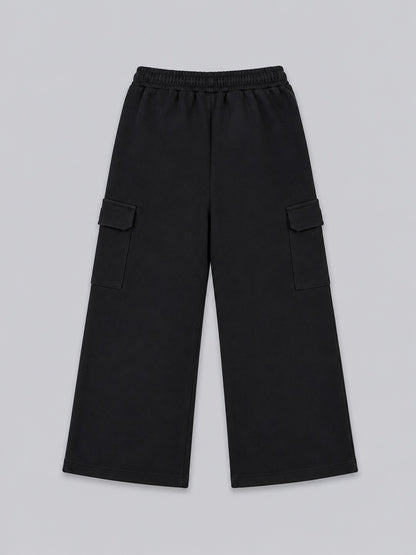 Girls Premium Soft Cotton Wide Leg Cargo Pocket Pants