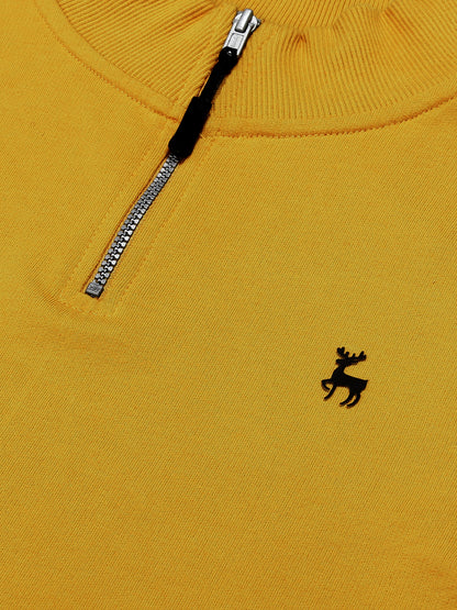 Boys Solid Half Zipper Sweatshirt Pack of 2 - Yellow and Navy