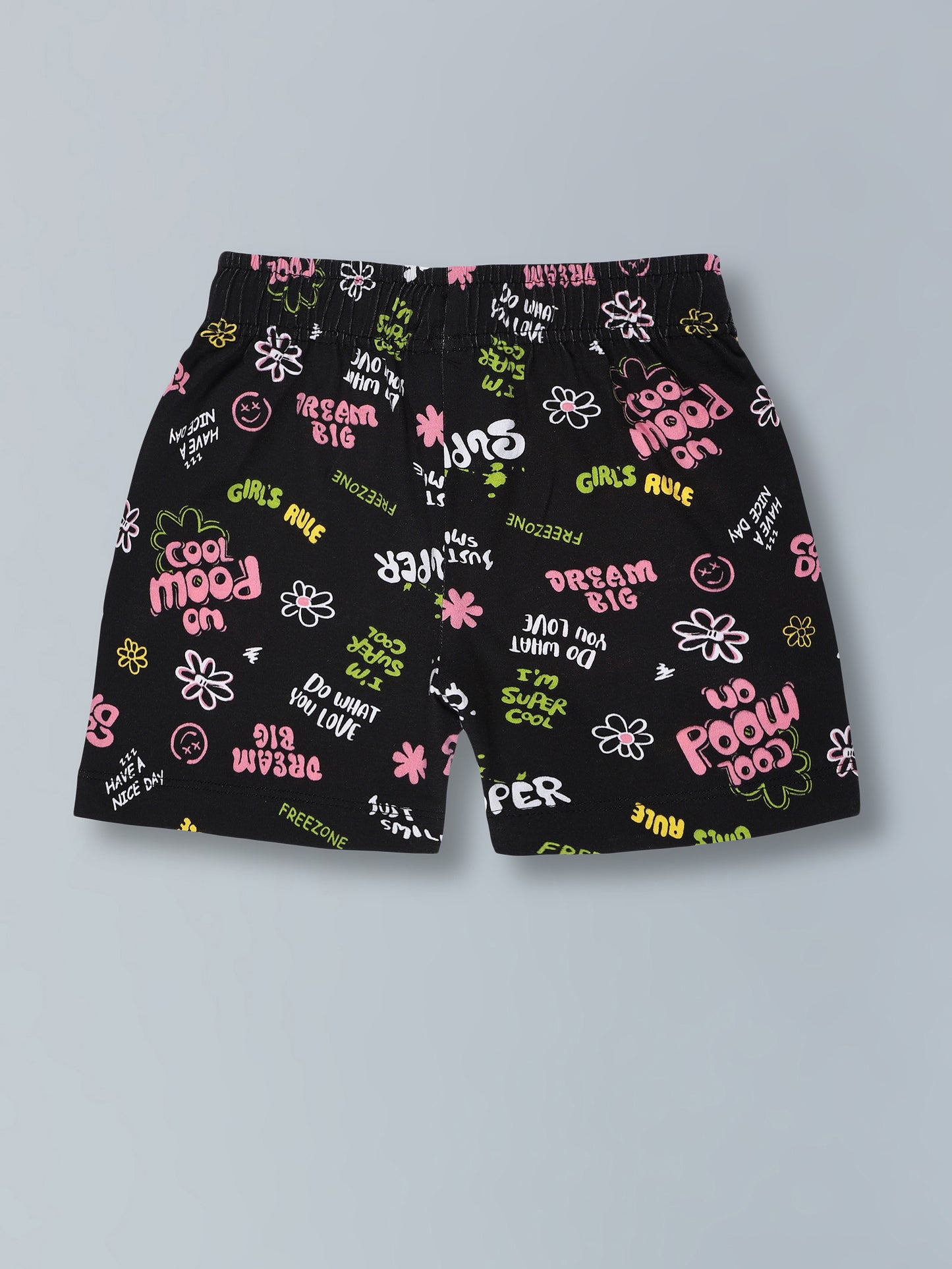 Girls Premium Cotton Printed Knit Shorts Pack Of 2