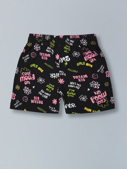 Girls Premium Cotton Printed Knit Shorts Pack Of 2
