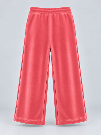 Girls Premium Velour Crown stone Printed Wide Leg Pant
