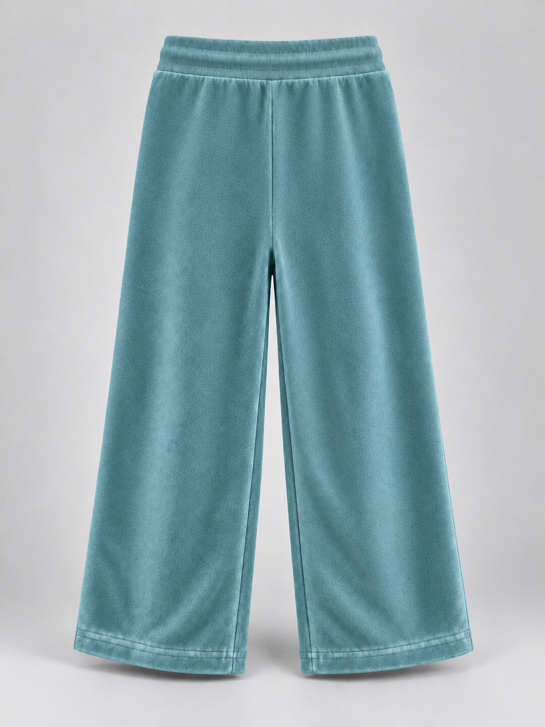 Girls Premium Velour Crown stone Printed Wide Leg Pant