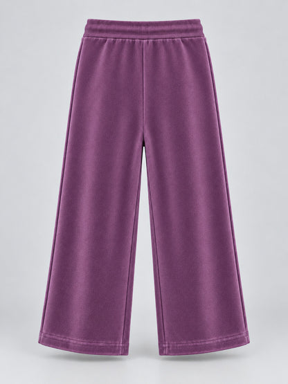 Girls Premium Velour Crown stone Printed Wide Leg Pant
