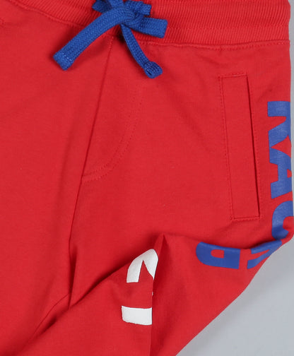 Plum Tree Boys Racer Print Jogger Track Pant-RED