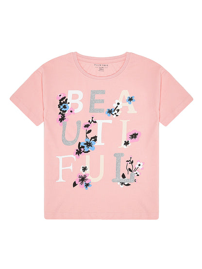 Girls Set of 2 Pure Cotton Oversized T-shirt-PINK BLUE