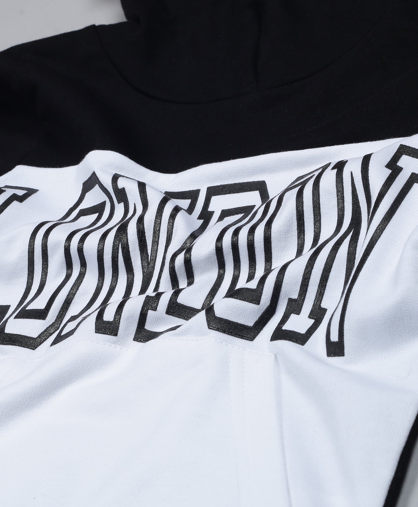 Hoodie Sweatshirt and Solid Cargo Pant set- White and Black