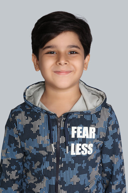 Boys Camo Zip-Up Hoodie Sweatshirt And Cargo Joger Pants