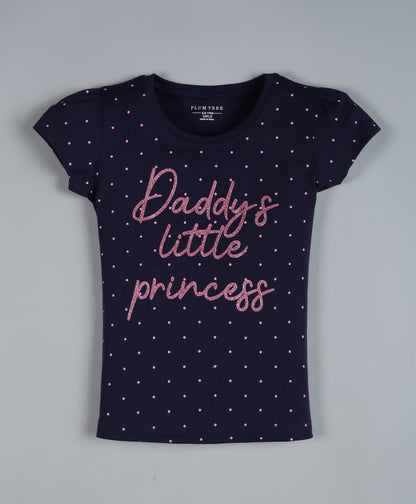 Plum Tree Girls Icecream Print T-shirt ( Pack of 2)-NAVY OFF WHITE