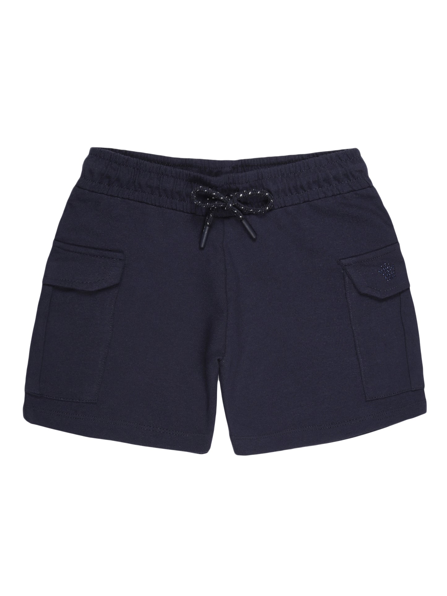 Girls 2 piece Soft Rayon Poncho T-shirt  & pure cotton knit cargo short Set -PINK NAVY