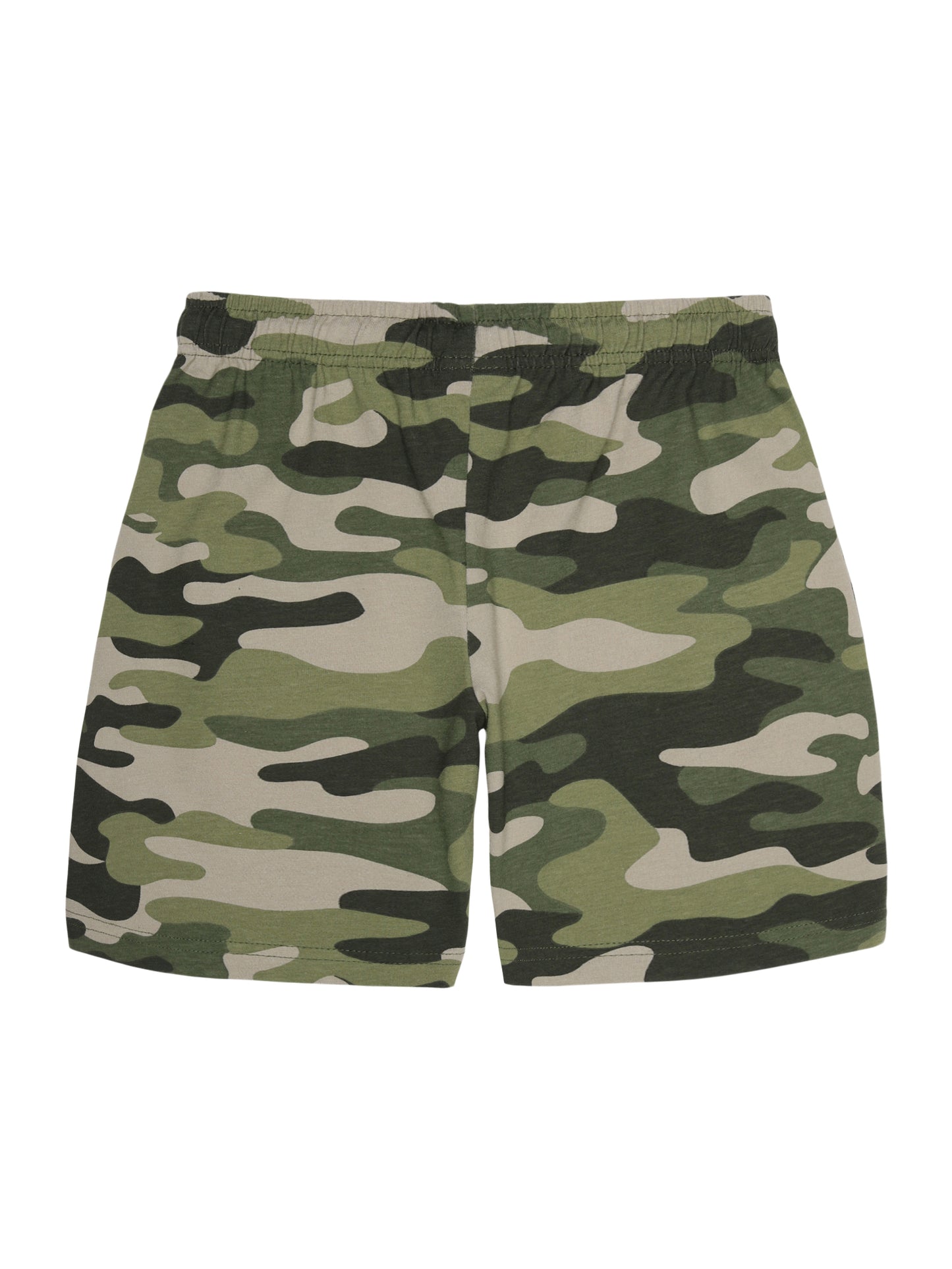 Boys Pure Cotton 2 pack All Over printed Jersey shorts-OLIVE CAMO AOP POWER RED