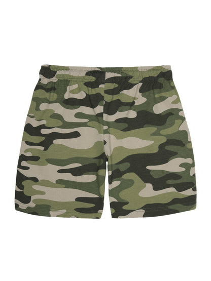 Boys Pure Cotton 2 pack All Over printed Jersey shorts-OLIVE CAMO AOP POWER RED