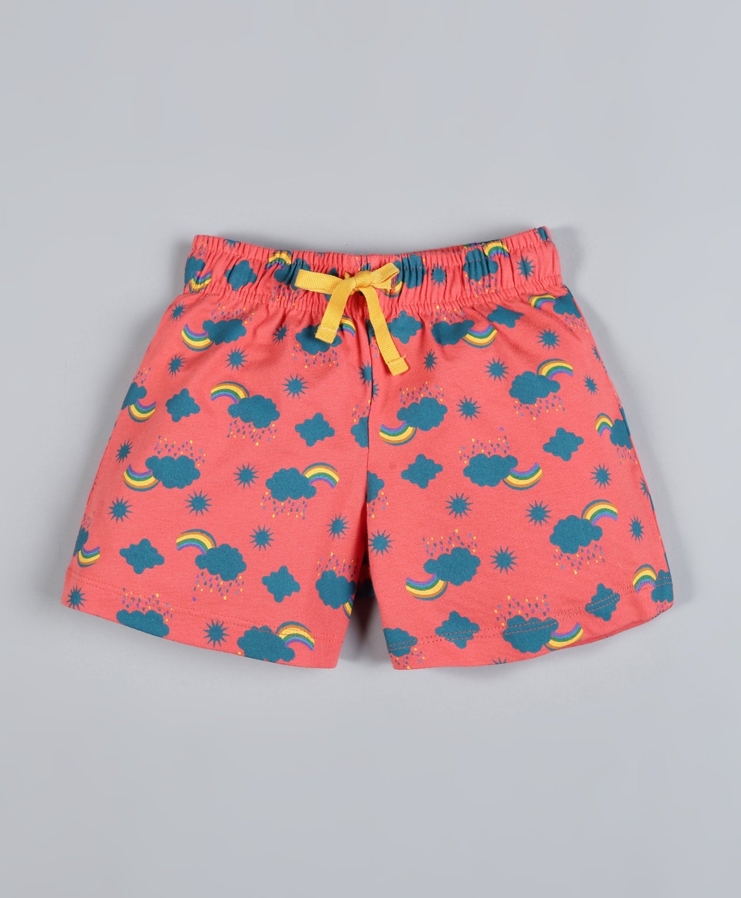 Plum Tree Girls  All Over Multi Colored check Printed Shorts( Pack of 2)-ORNAGE&WHITE