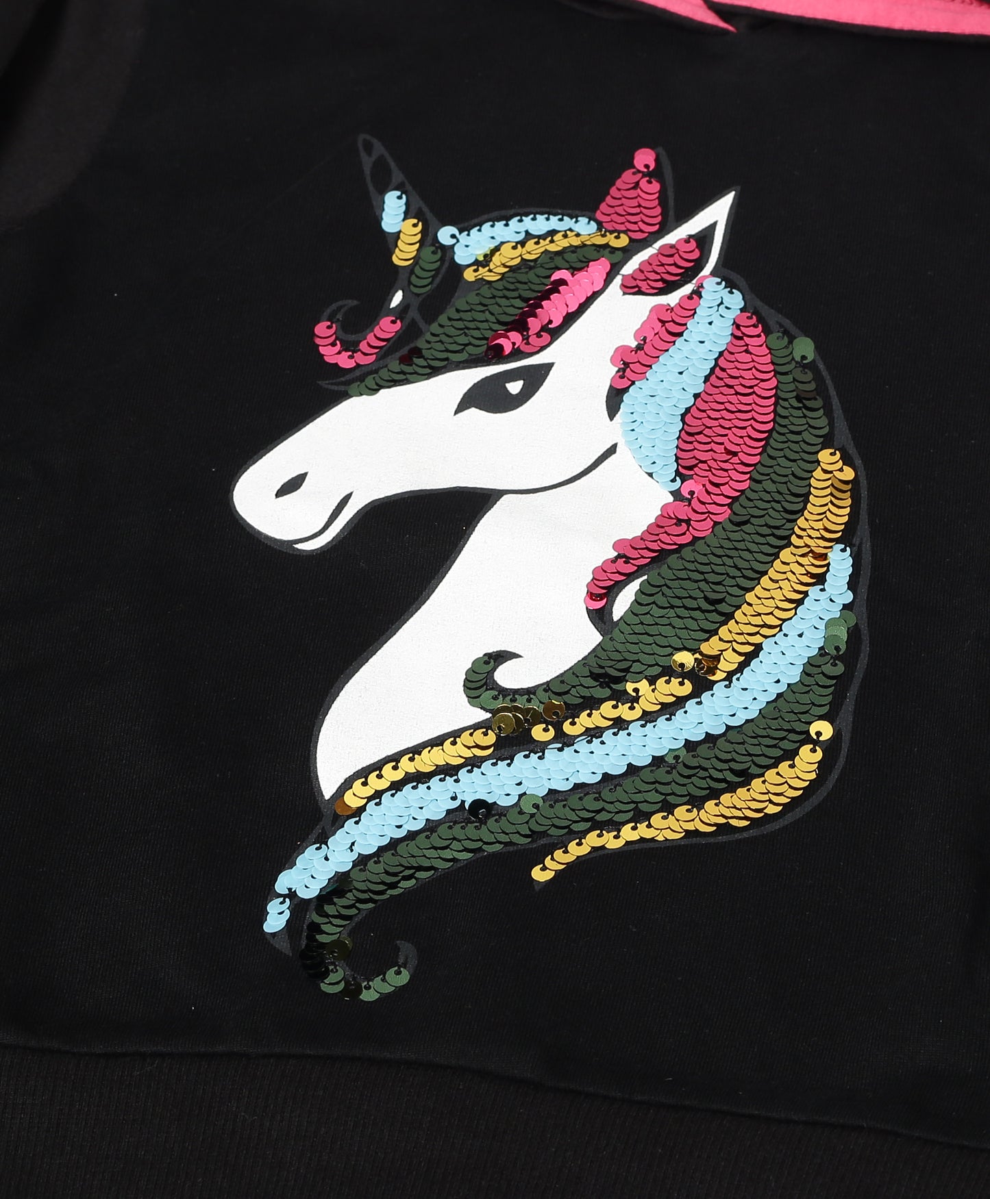 Reversible Sequins Printed Hoodie Sweatshirt pack of 2- Black and Pink