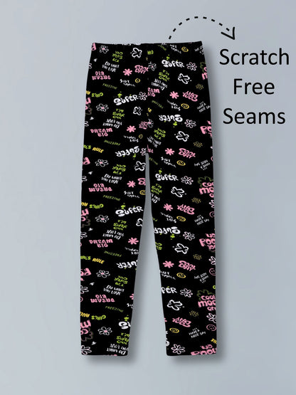 Girls Cotton Lycra Stretch Printed Legging Pack of 2