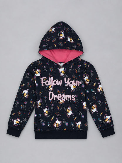 Girls Premium Soft cotton full sleeve Printed Hooded Sweatshirt