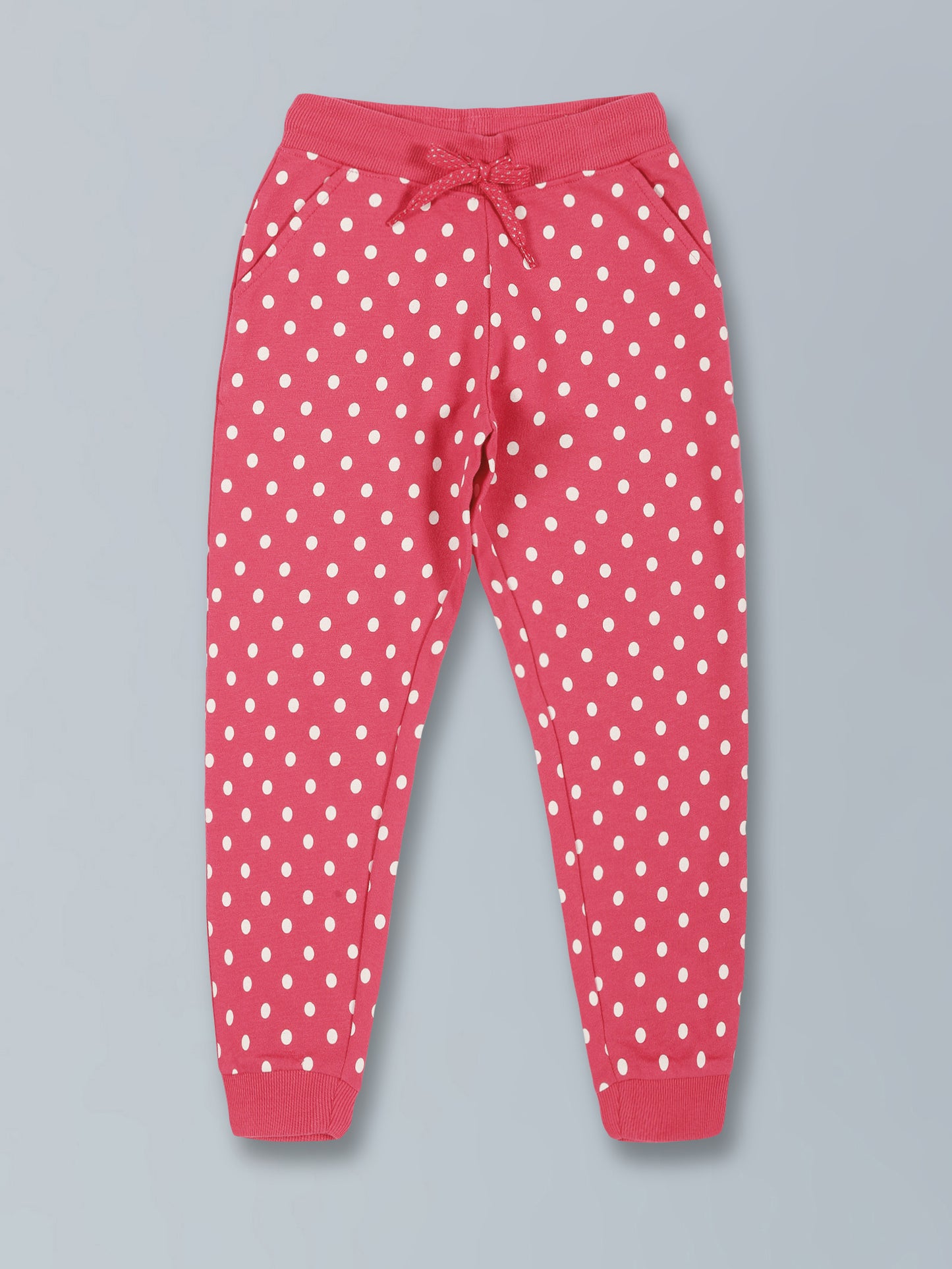 Polka Printed Hoodie Sweatshirt and Printed Jogger set- Red