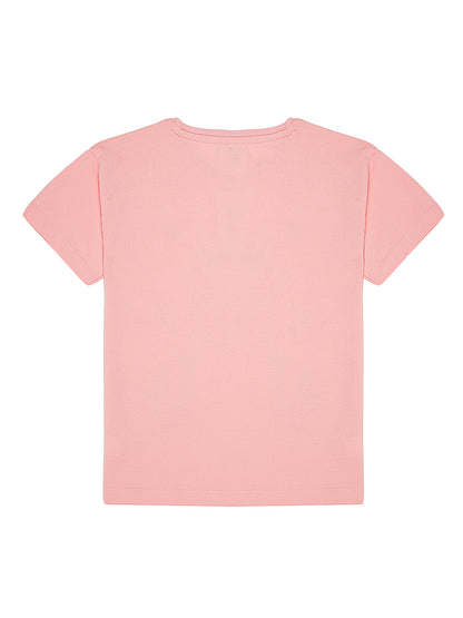 Girls Set of 2 Pure Cotton Oversized T-shirt-PINK BLUE