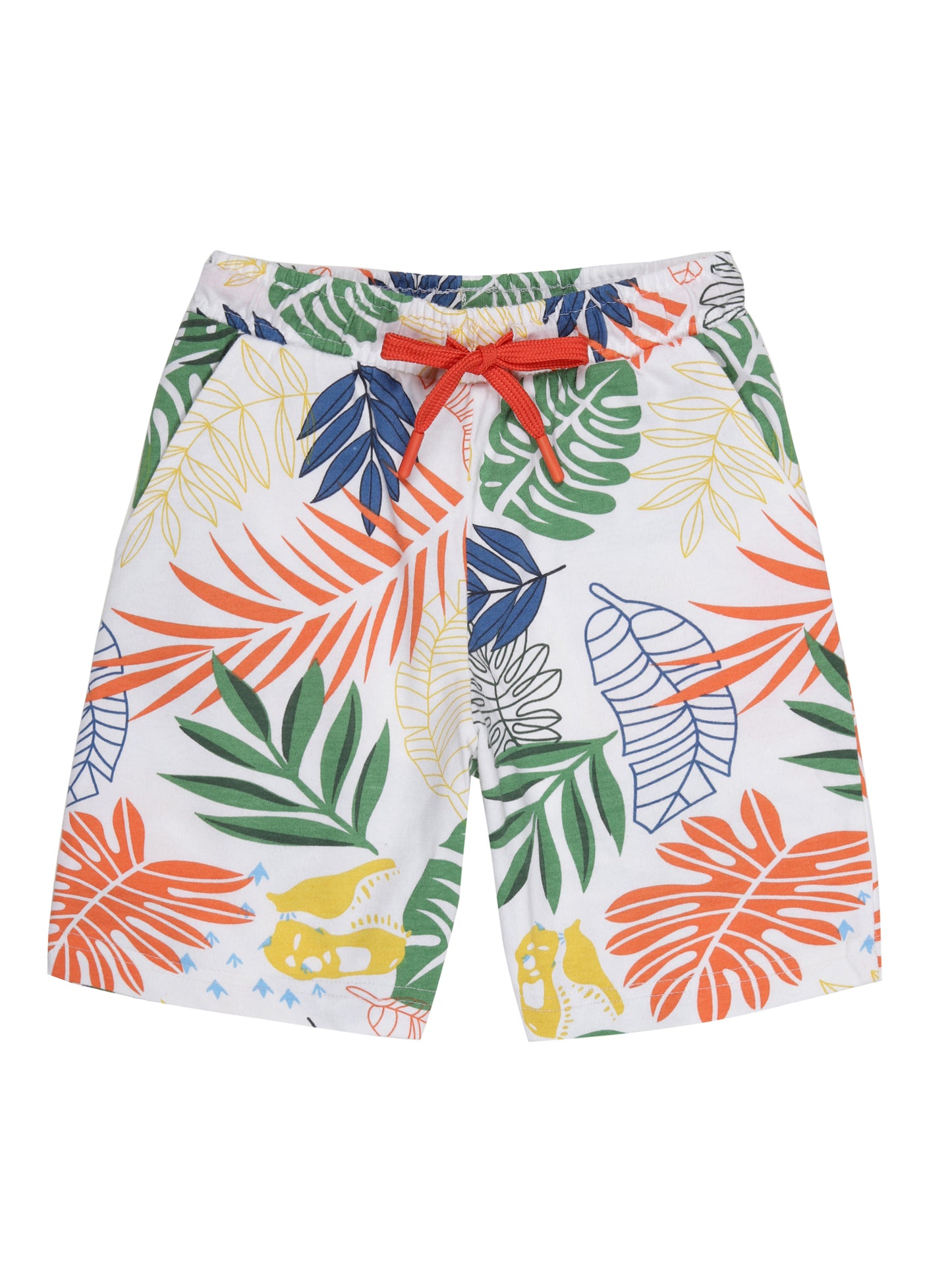 Boys 2 piece pure cotton All Over Printed Co-ordinating Top and Short Set-OFF WHITE TROPICAL AOP