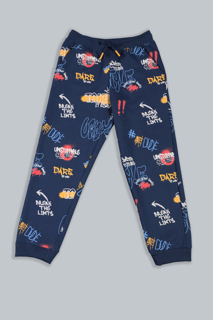 Boys Zip-Up  Printed Hoodie Sweatshirt And Joggers Pants