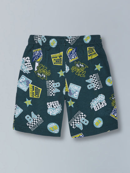 Boys Premium Cotton Printed Knit Shorts Pack Of 2