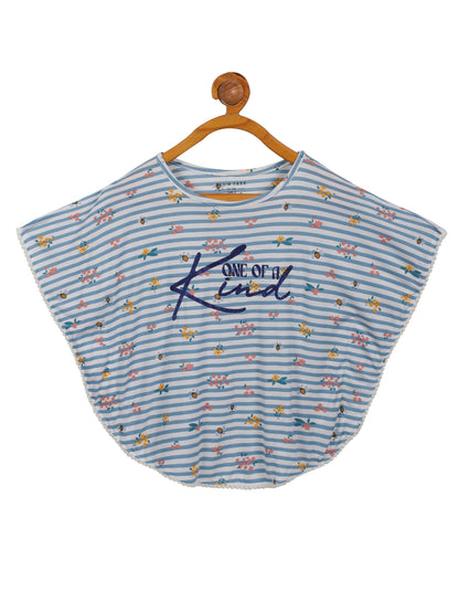 Girls Set of 2 printed Soft Rayon Poncho T-shirts-ROUGH PINK PEARL WHITE