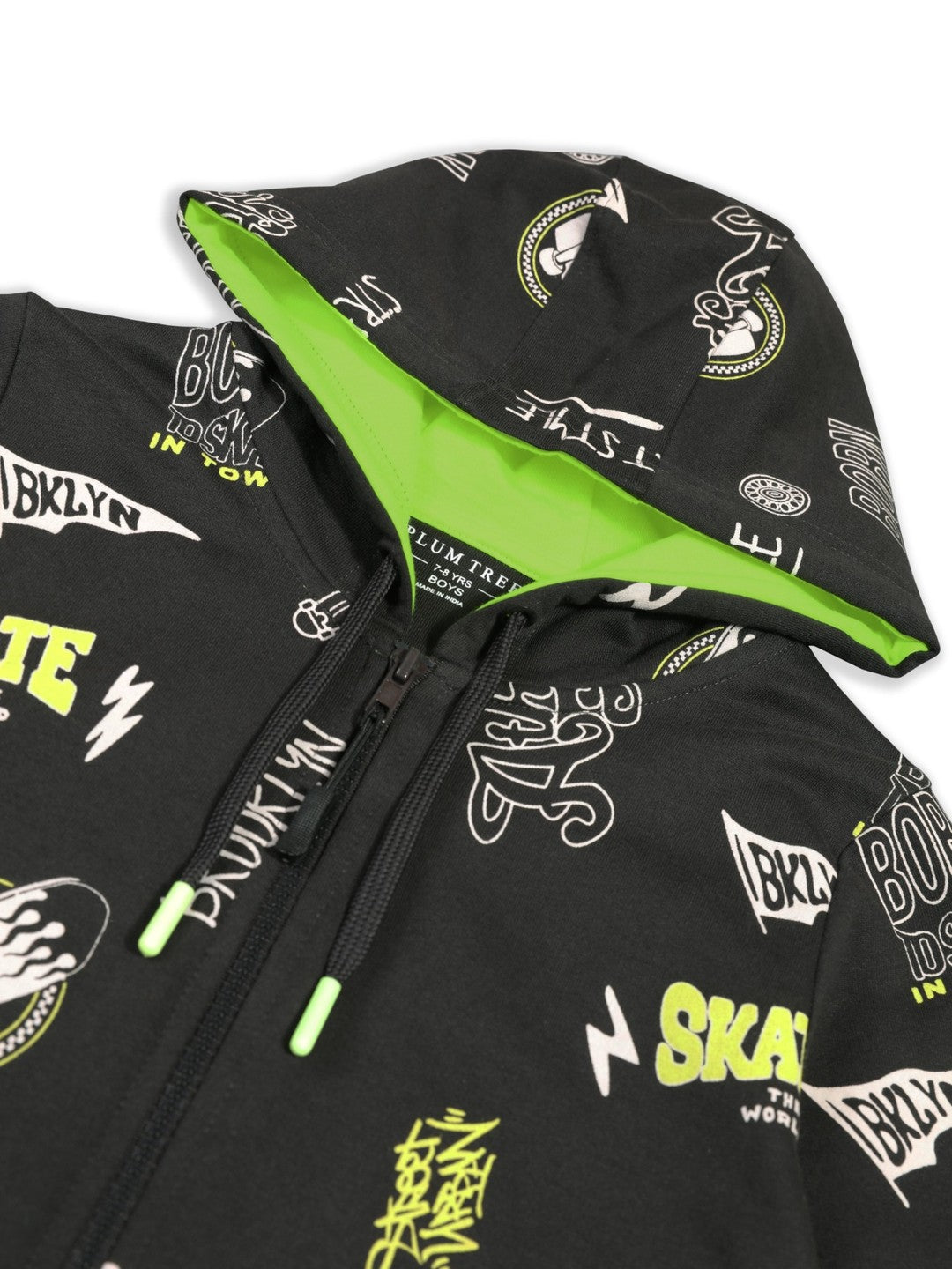 Boys Premium Soft Cotton Full Zipper Printed Hooded Sweatshirt