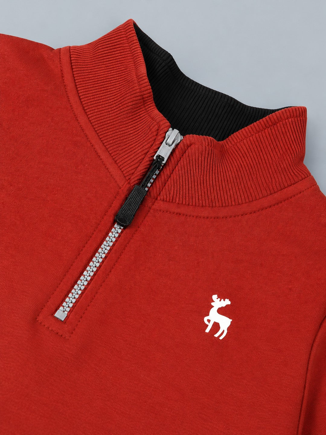 Boys Premium Soft Cotton Full Sleeve Half Zipper Hi-Neck Sweatshirt