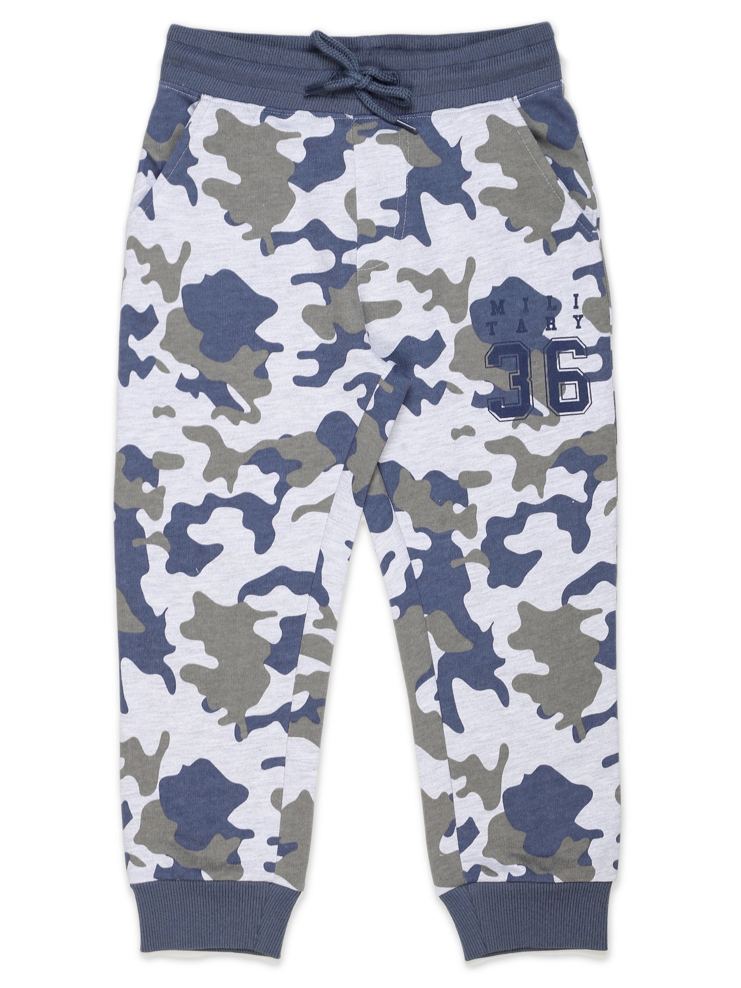 Raised Printed Jogger Track Pant Pack of 2 - Blue and Camoflague