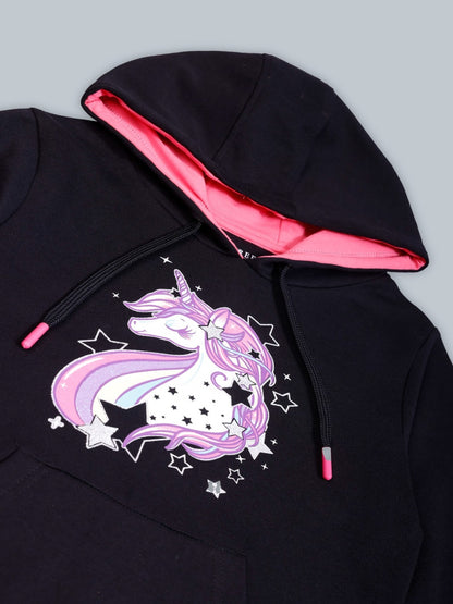 Girls Premium Soft cotton full sleeve Printed Hooded Sweatshirt
