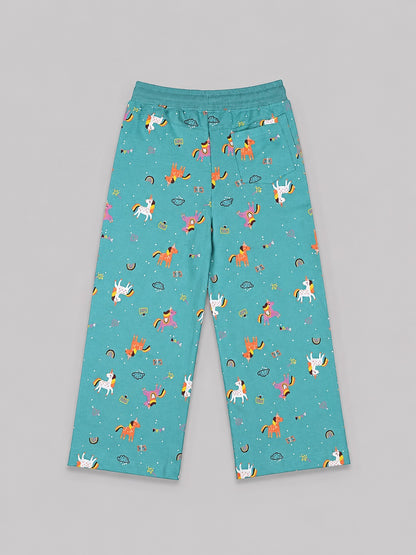 Girls Premium Soft Cotton Printed Wide Leg Pant