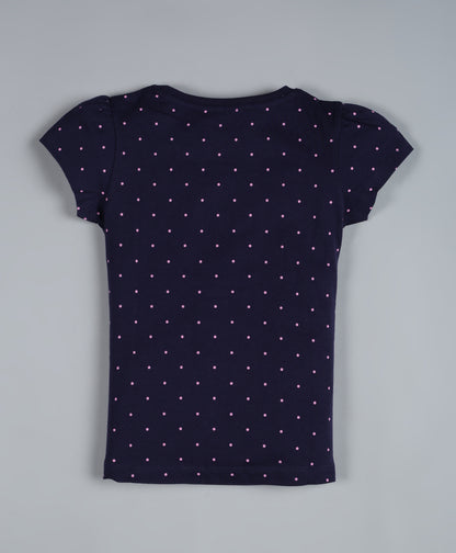 Plum Tree Girls Icecream Print T-shirt ( Pack of 2)-NAVY OFF WHITE