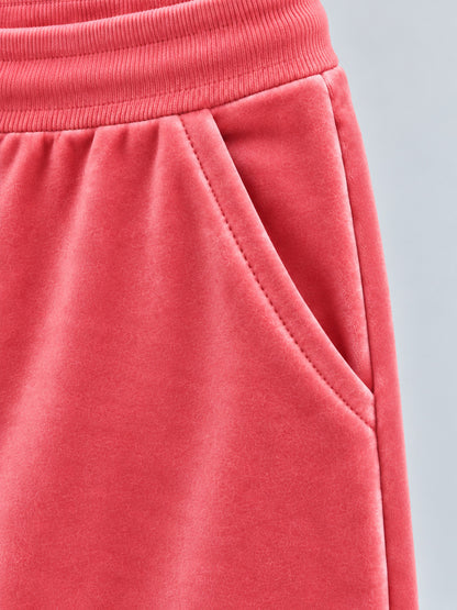Girls Premium Velour Crown stone Printed Wide Leg Pant