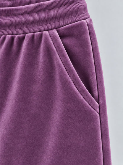 Girls Premium Velour Crown stone Printed Wide Leg Pant