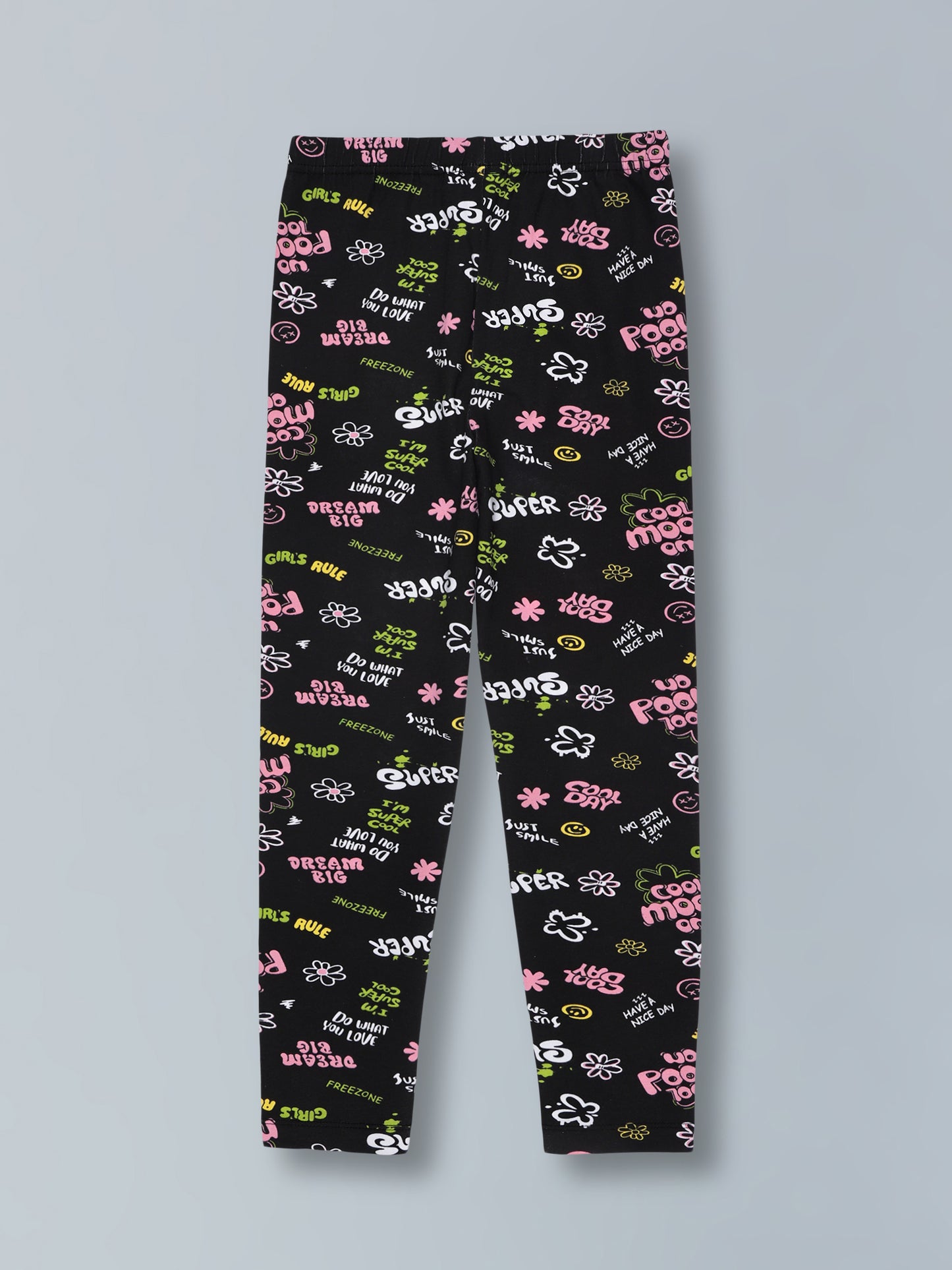 Girls Cotton Lycra Stretch Printed Legging Pack of 2