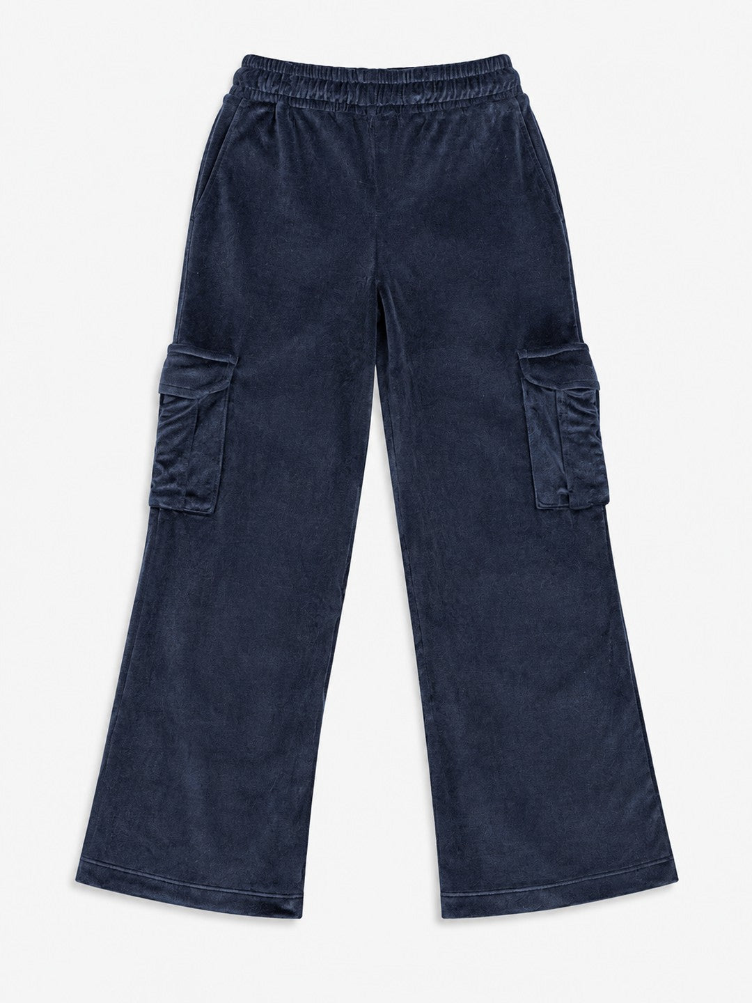 Girls Velour Wide Leg Cargo Pocket Pants