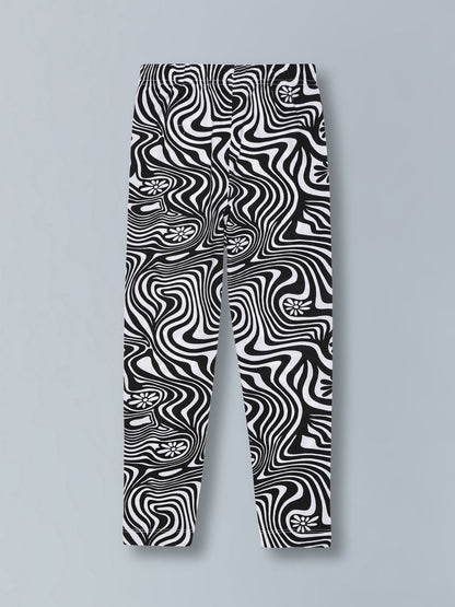 Girls Cotton Lycra Stretch Printed Legging Pack of 2