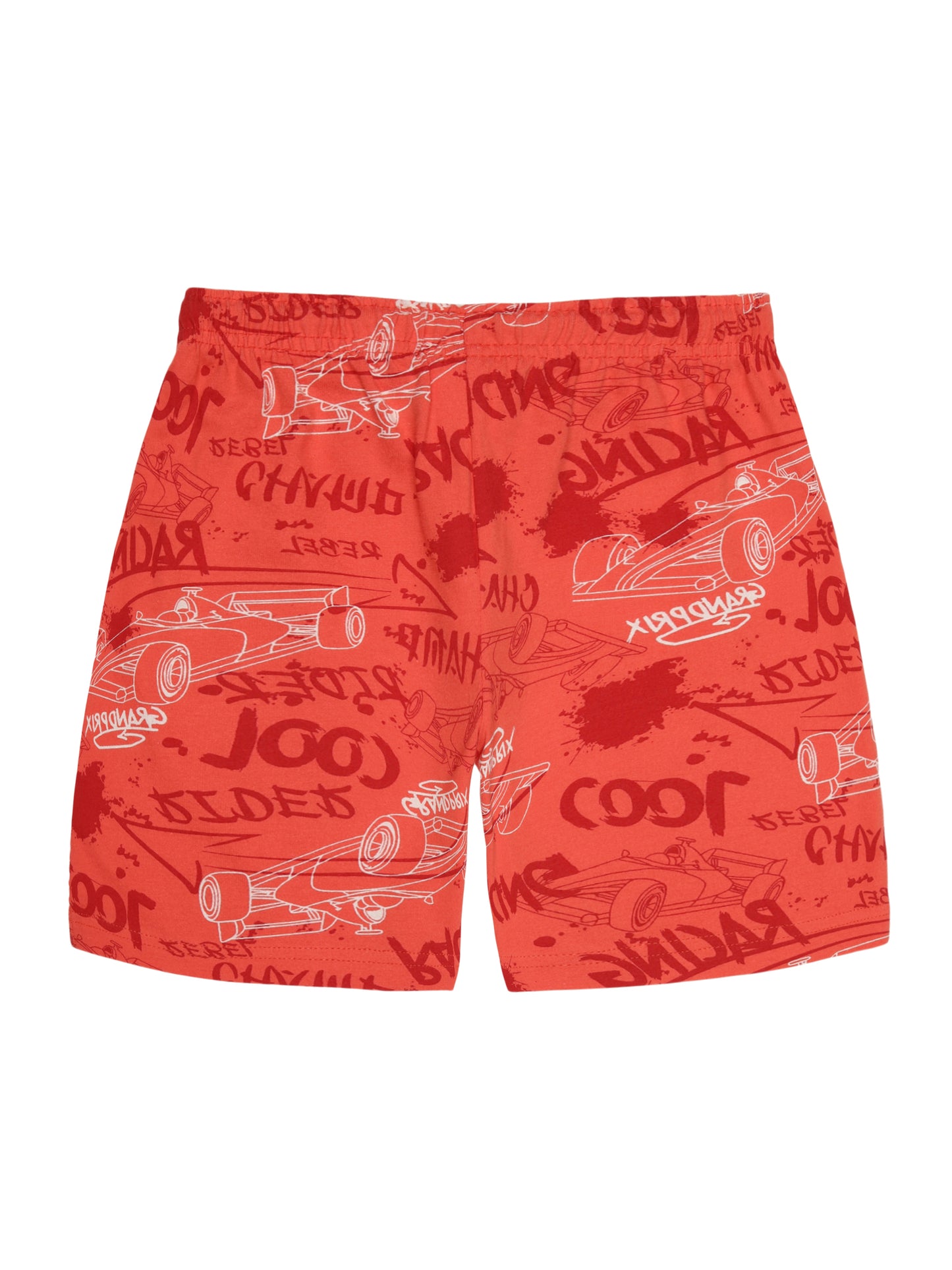 Boys Pure Cotton 2 pack All Over printed Jersey shorts-OLIVE CAMO AOP POWER RED