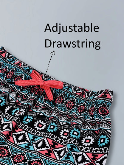 Girls Premium Cotton Printed Knit Shorts Pack Of 2
