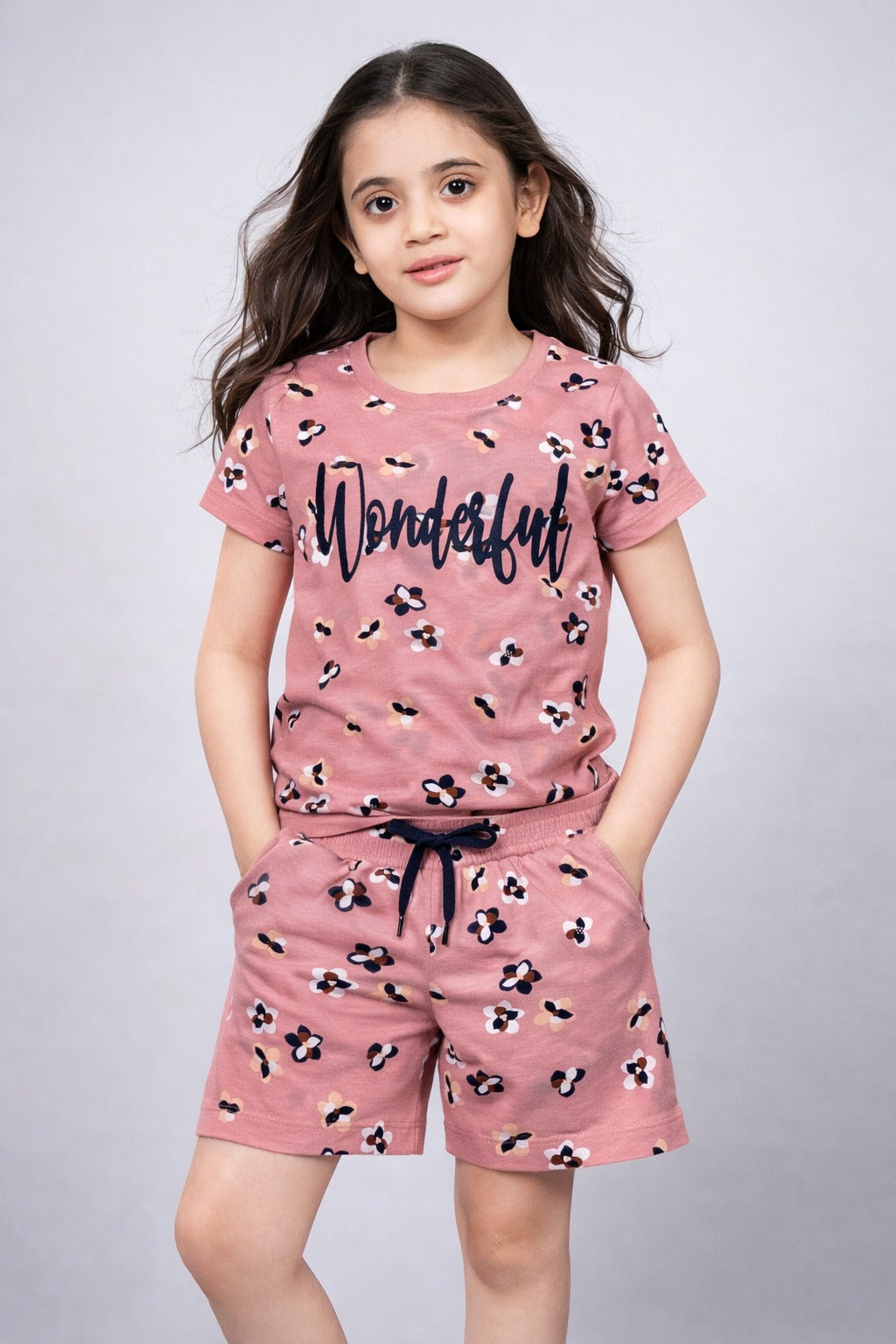 Girls Trendy Cotton Top & Shorts Co-ord Set