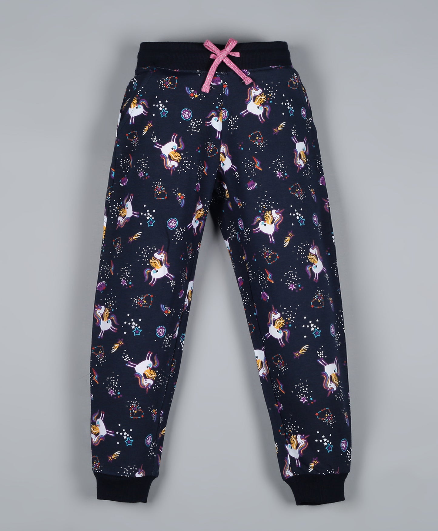 Unicorn Printed Hoodie Sweatshirt and Printed Jogger set- Navy