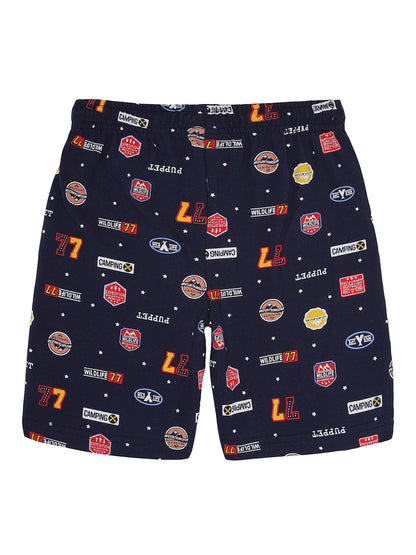 Boys Pure Cotton 2 pack printed Jersey shorts-CAMOFLAGUE NAVY
