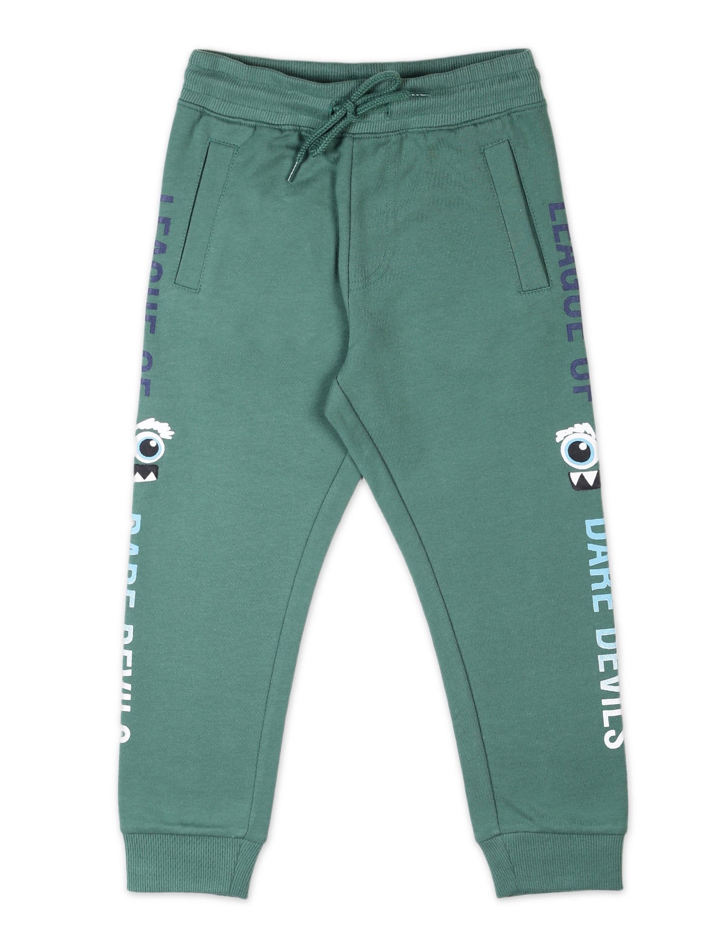 Raised Printed Jogger Track Pant Pack of 2 - Blue and Green