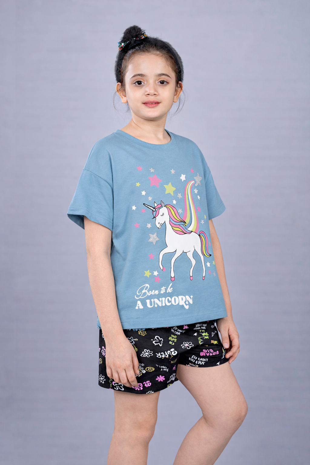 Girls  Premium Cotton  Printed Oversized T-shirt pack of  2