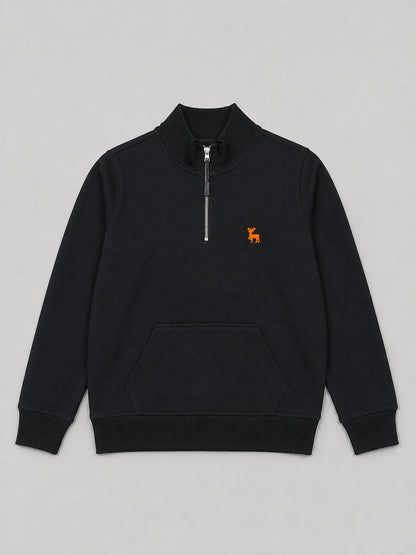 Boys Premium Soft Cotton Full Sleeve Half Zipper Hi-Neck Sweatshirt